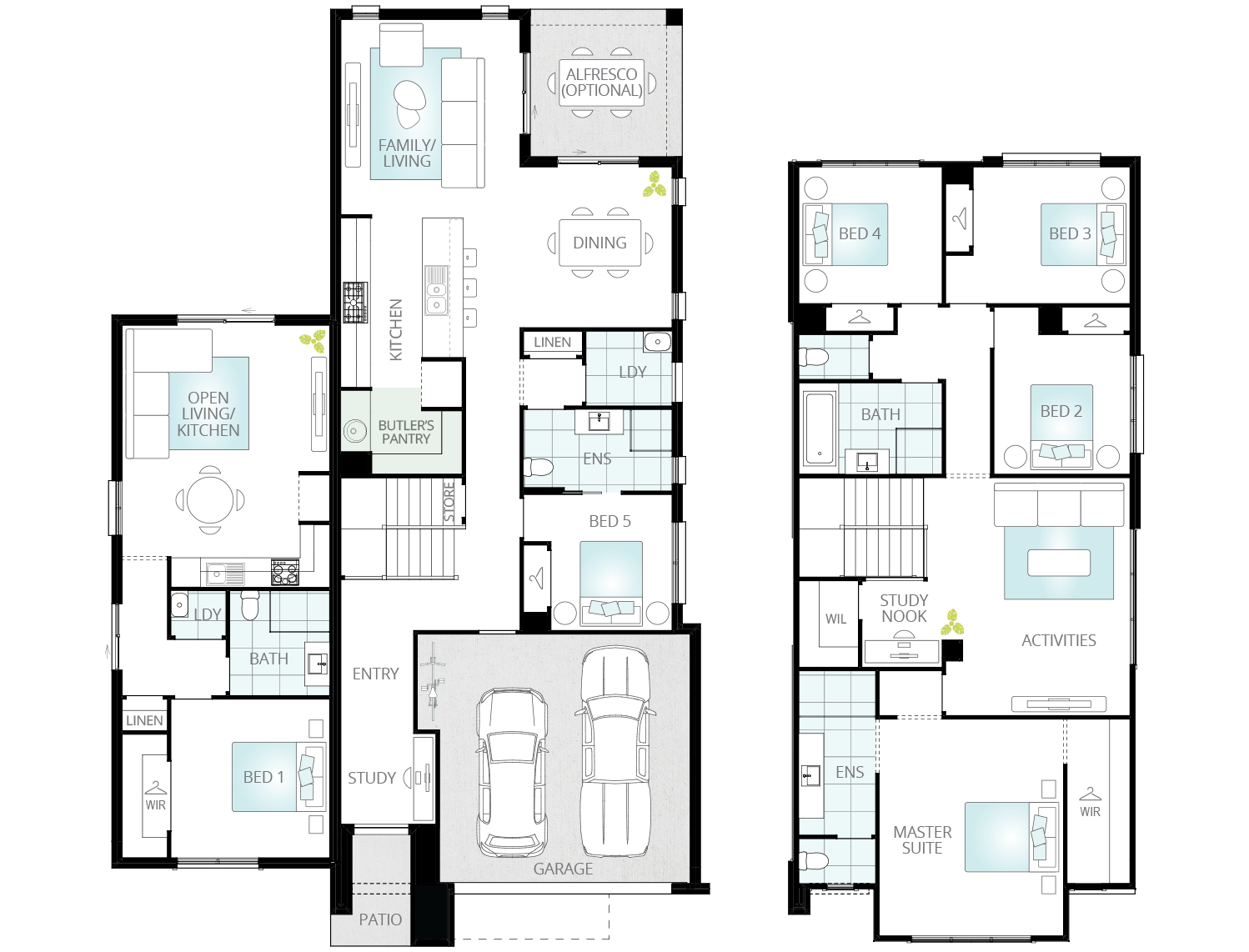 dual living home design floorplan soria two option butlers pantry rhs