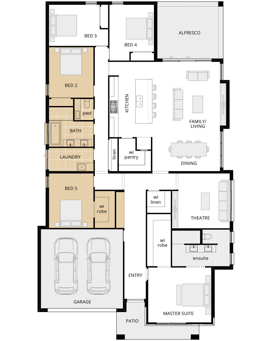 single storey home design st.tropez executive option floorplan fifth bedroom rhs