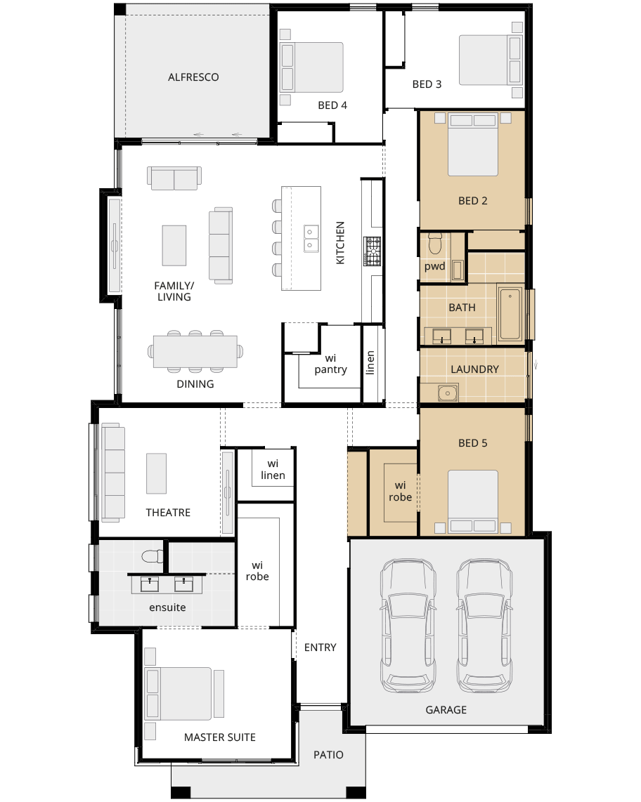 single storey home design st.tropez executive option floorplan fifth bedroom rhs