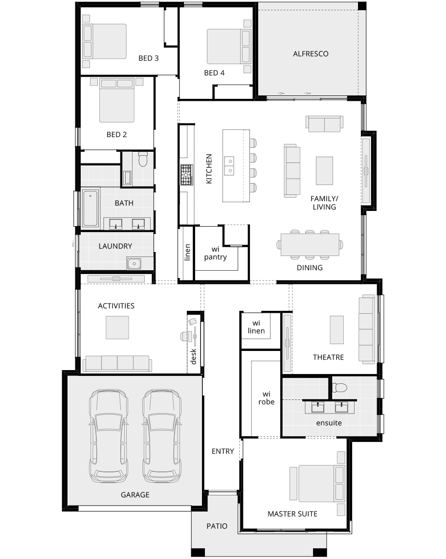 st tropez executive single storey home design standard floor plan rhs