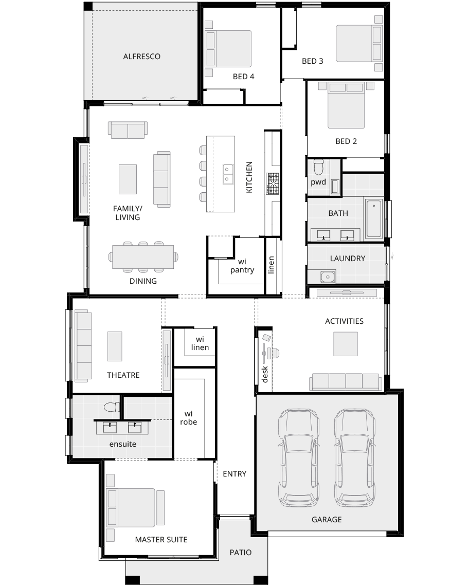 st tropez executive single storey home design standard floor plan rhs