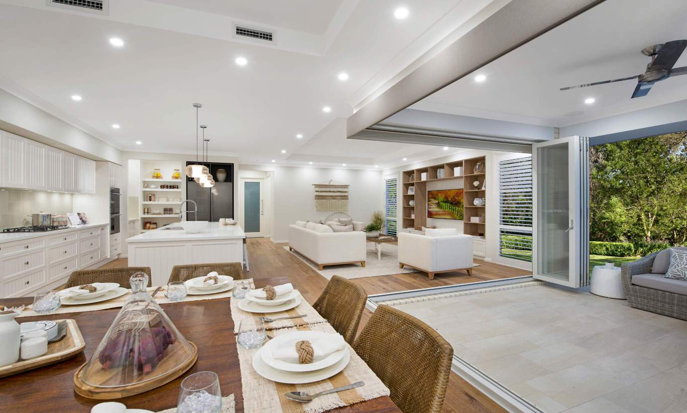 Dining, Living, Alfresco & Kitchen - Seaview Display Home, Calderwood - McDonald Jones