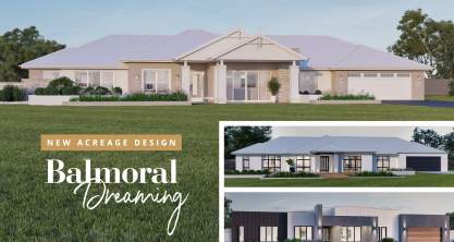 Three unique facade images for the new acreage home design, the Balmoral, by specialist acreage builder McDonald Jones