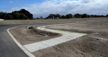 Streets ready in new estate development, site of growth area no houses stage in new under construction residential suburb land