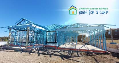 McDonald Jones is building the 5 home for Build for a Cure, in the hope to break a fundraising record for the Children's Cancer Institute for research to find a cure for childhood cancer.