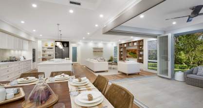 Dining, Living, Alfresco & Kitchen - Seaview Display Home, Calderwood - McDonald Jones