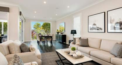 Living room & Dining - St Clair Luxury Two Storey Home - McDonald Jones