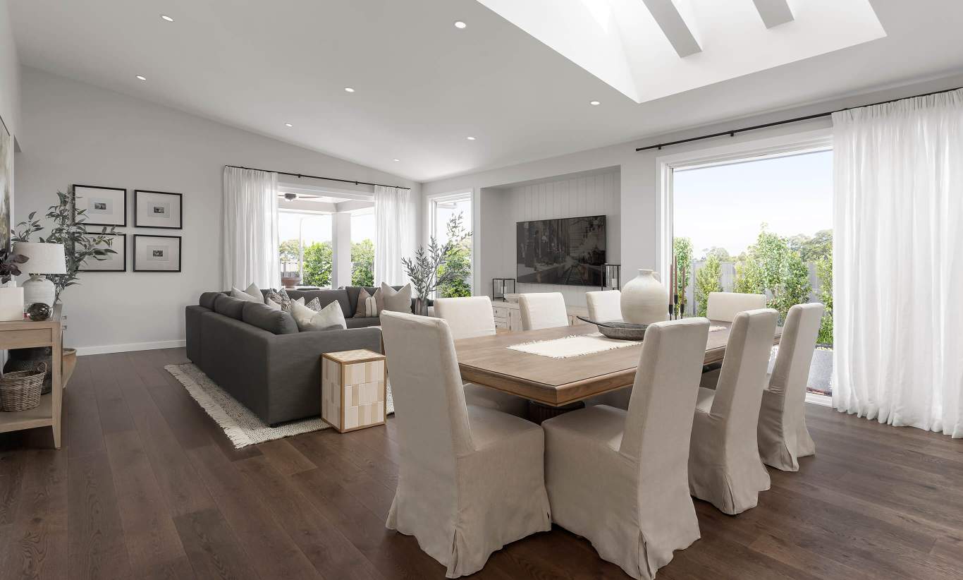 single storey home design riviera manor dining/living googong