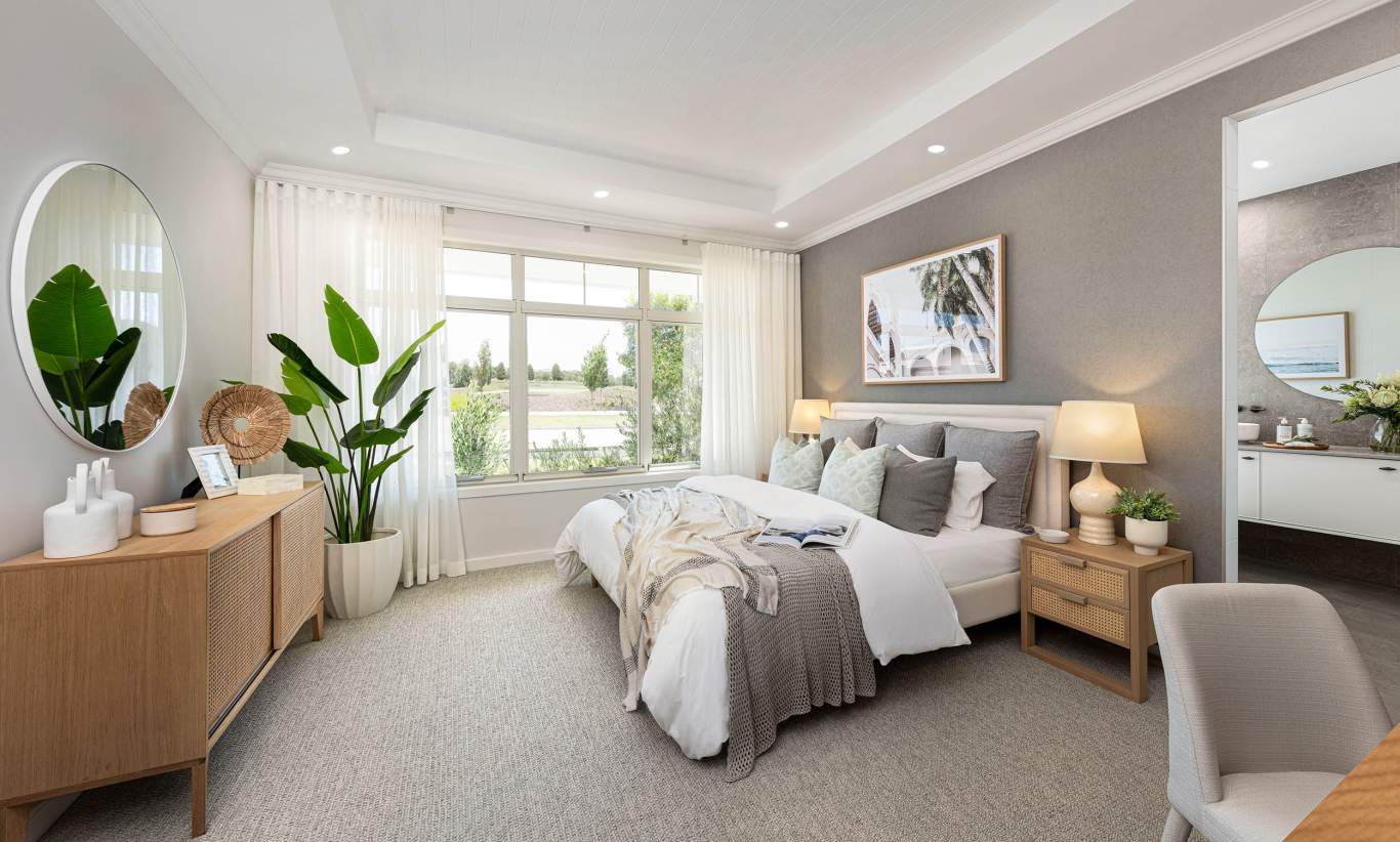 Coastal beach house master bedroom