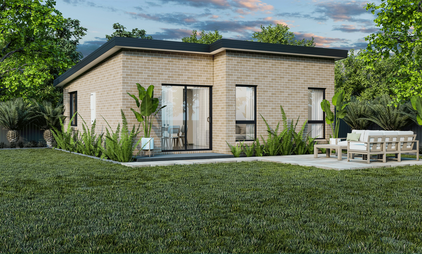 Granny Flat Three home design McDonald Jones Skillion facade Granny Flat Three home design McDonald Jones Skillion facade