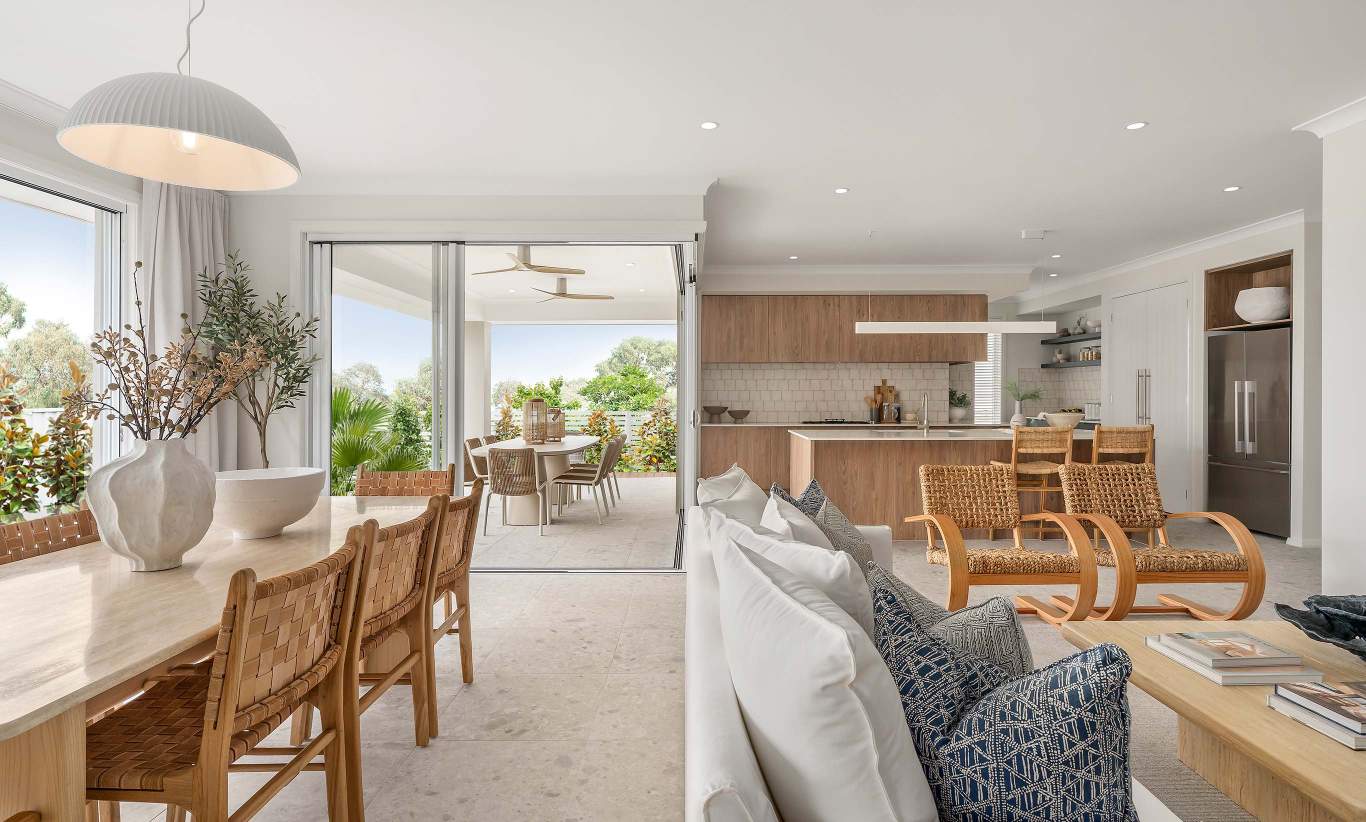 single storey home design lisbon one dining/living/alfresco wilton greens