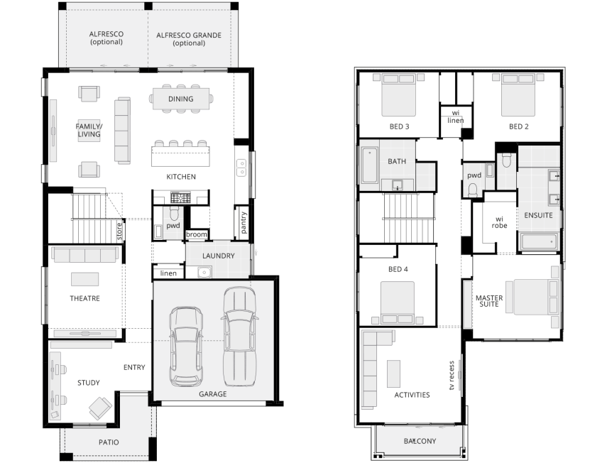 two storey home design panorama 33 standard floorplan rhs