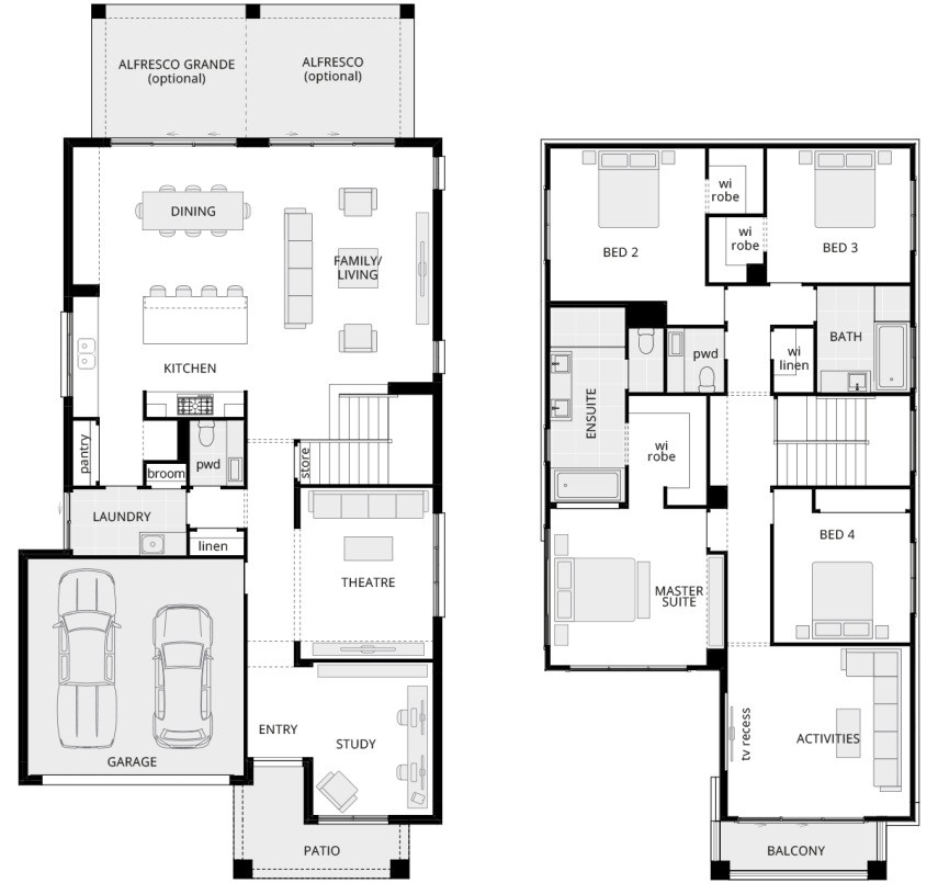 Panorama 36 Standard Floorplan Two Storey 