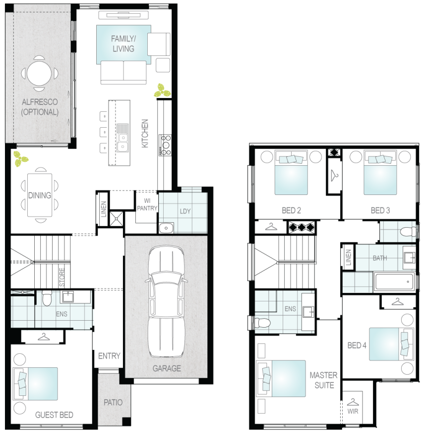 Daytona Two- Two Storey Floor Plan- McDonald Jones