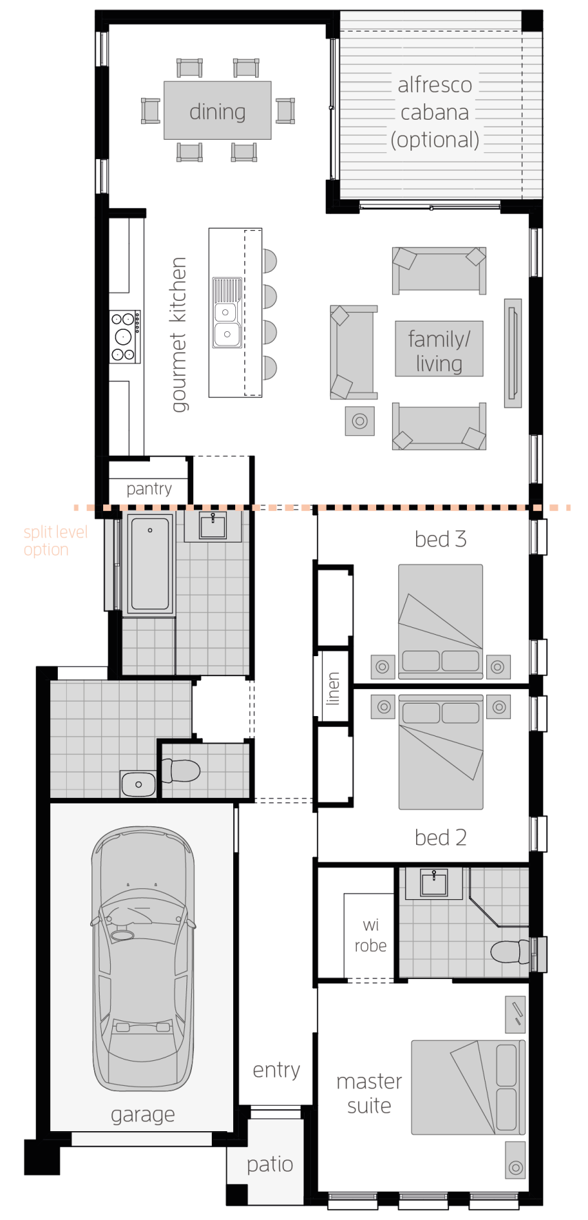 Hamilton Three- Single Storey Floor Plan Hamilton Three- Single Storey Floor Plan - McDonald Jones