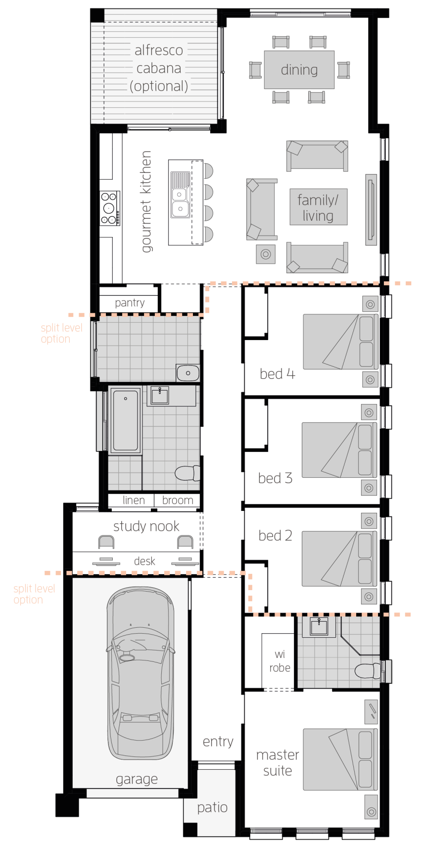 Hamilton Four- Single Storey Floor Plan - McDonald Jones