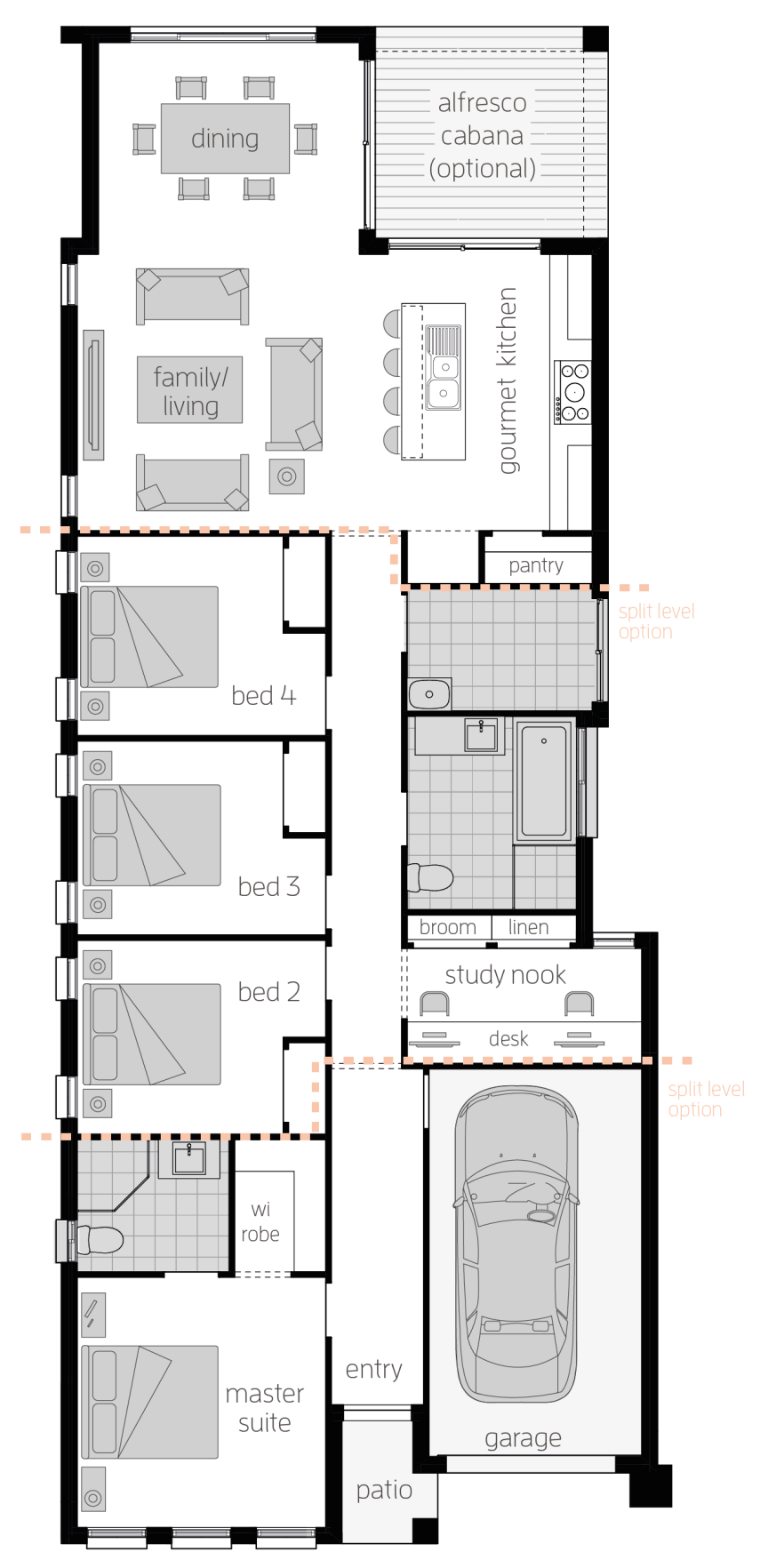 Hamilton Four- Single Storey Floor Plan Hamilton Four- Single Storey Floor Plan - McDonald Jones