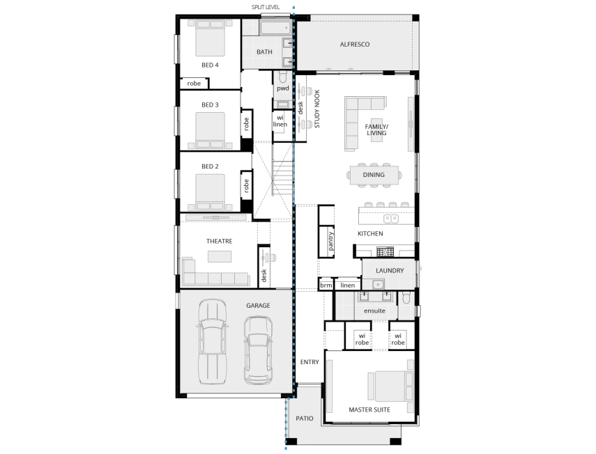 Darlington Split Level Home Design Floor Plan