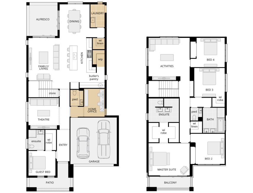 two storey home design upgrade option manhattan 38 home office with rear laundry rhs