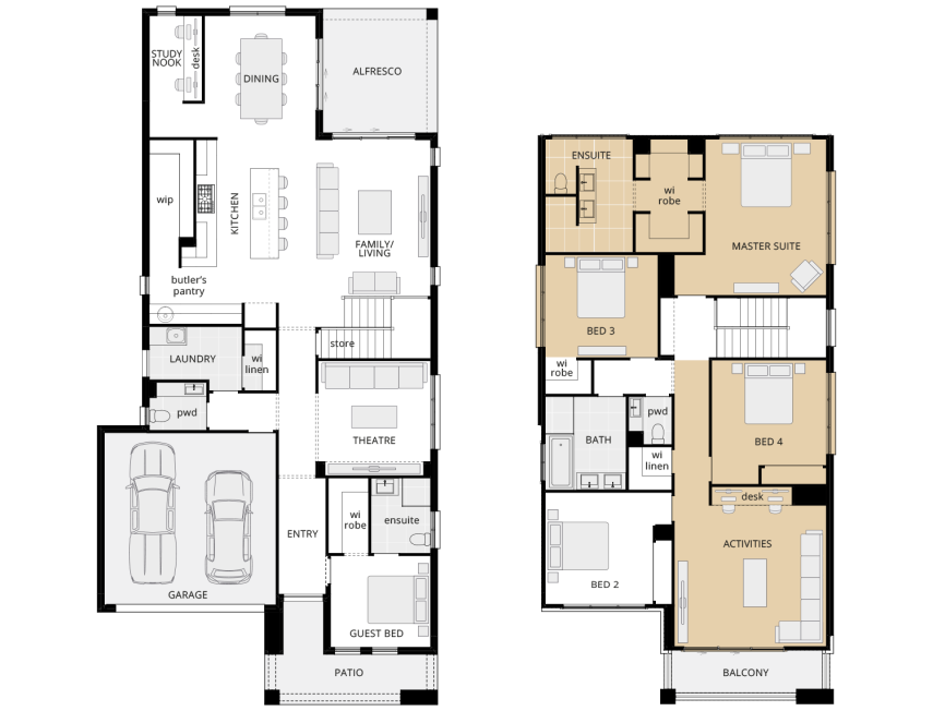 two storey home design manhattan 38 upgrade option mirrored master suite lhs