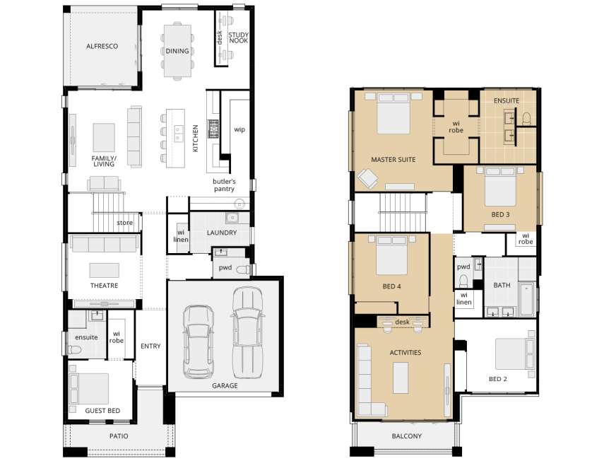 two storey home design manhattan 38 upgrade option mirrored master suite rhs