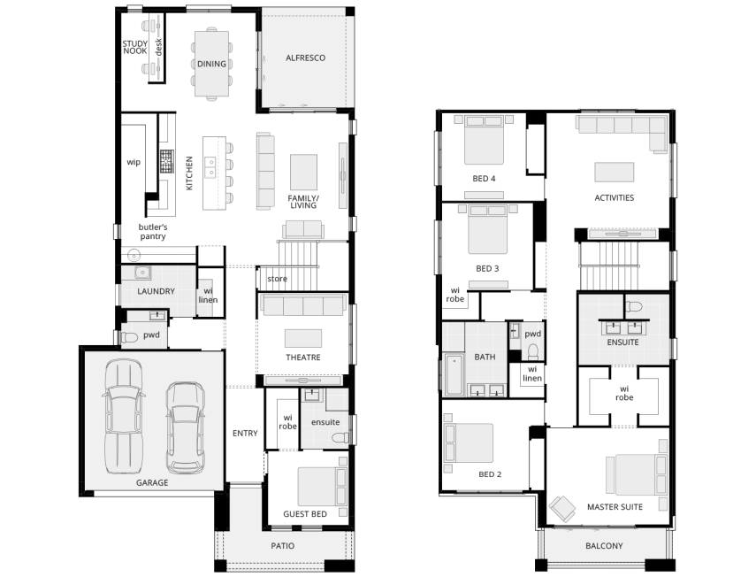 double storey home design manhattan 38 standard floorplan lhs