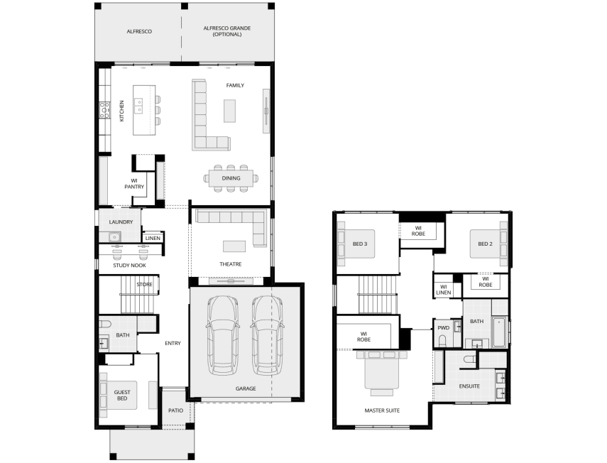 Waverton 35 floorplan rhs two storey home design waverton 35 floorplan rhs
