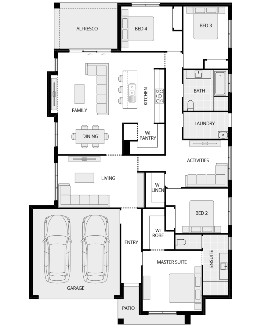single storey home design everyday amalfi floorplan lhs