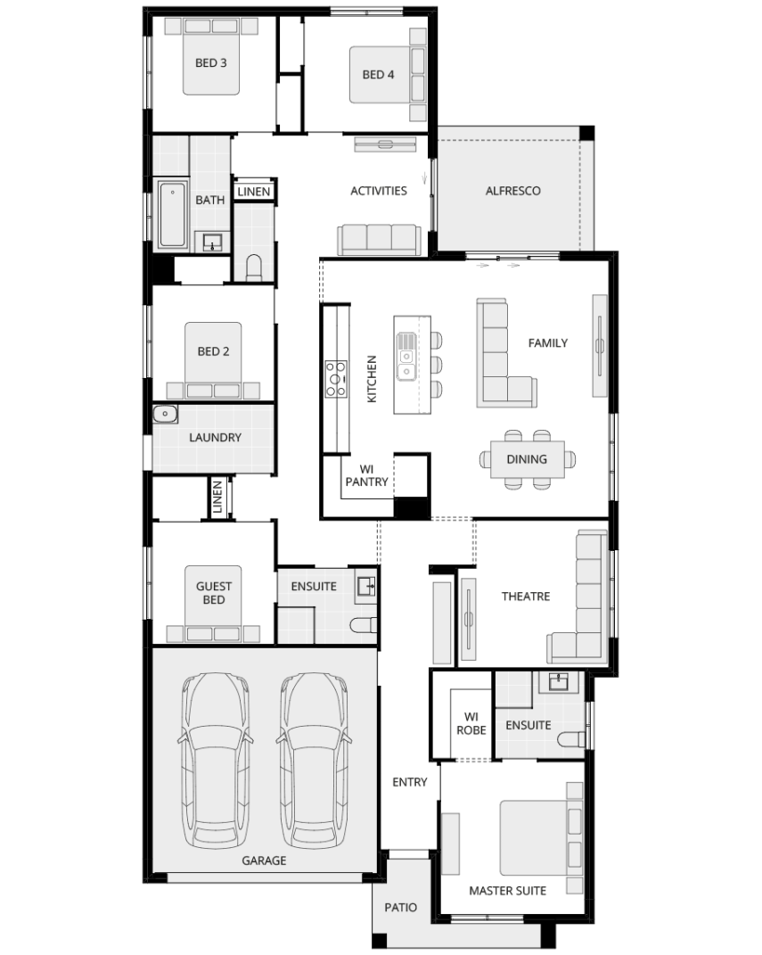 single storey home design everyday almeria five floorplan lhs