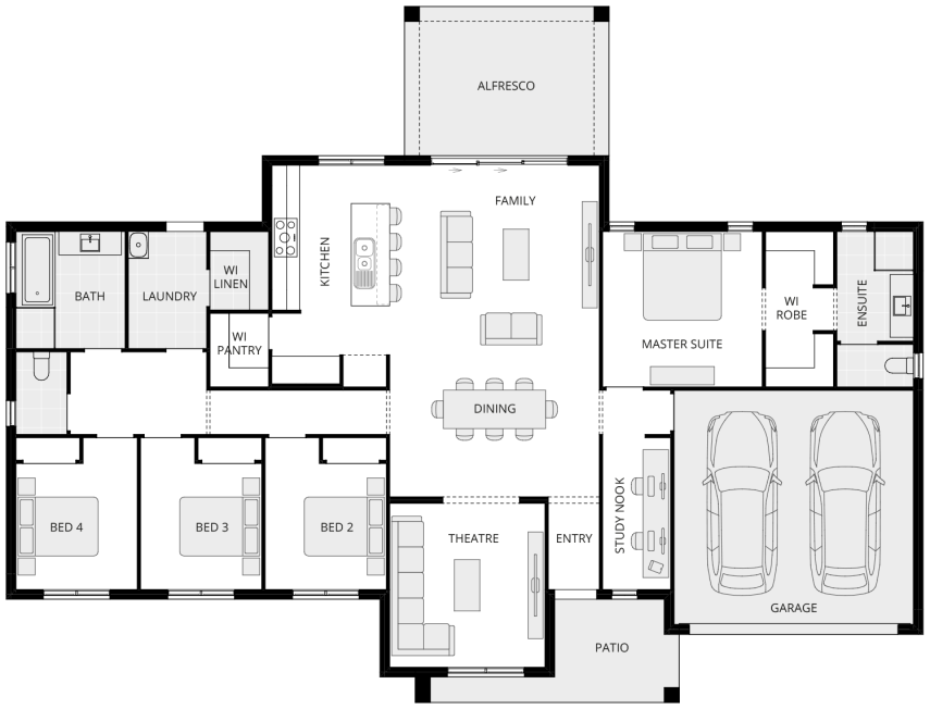 Almonte One - Essence floorplan rhs single storey acreage home design essence almonte one floorplan rhs