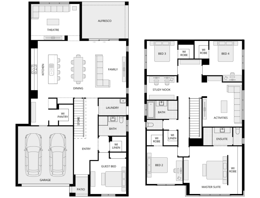 Enzo Four - Essence floorplan rhs two storey home design everyday enzo four floorplan lhs