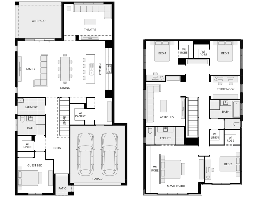 Enzo Four - Essence floorplan rhs two storey home design everyday enzo four floorplan rhs