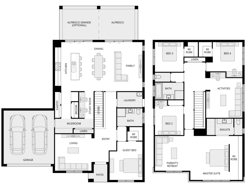 Enzo Five - Essence floorplan rhs two storey home design everyday enzo five floorplan lhs