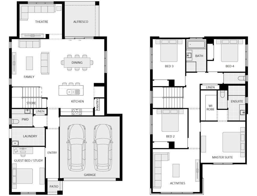 Valiente One - Essence floorplan rhs two storey home design everyday valiente one floorplan rhs