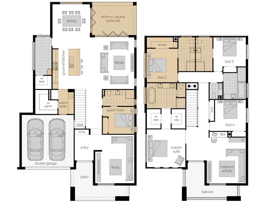 Saxonvale 40- Two Storey Upgrade Floor Plan Saxonvale 40 - Two Storey Four Bedroom House Plan