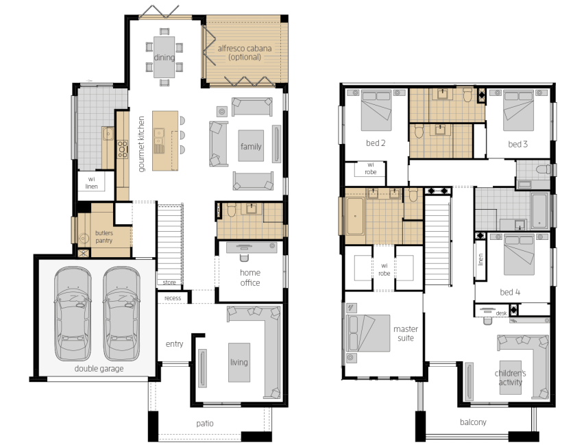 Saxonvale 36- Two Storey Upgrade Floor Plan Saxonvale 36 One - Two Storey Four Bedroom House Plan