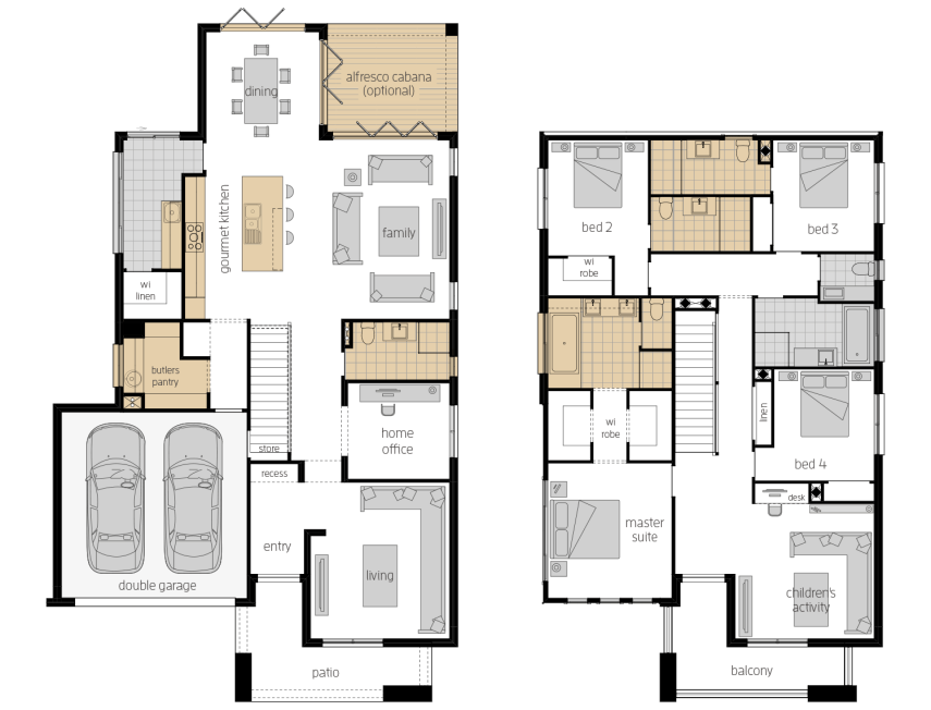 Saxonvale 36 One - Two Storey Four Bedroom House Plan