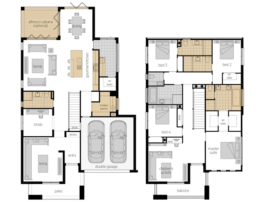 Saxonvale 36- Two Storey Upgrade Floor Plan Saxonvale 36 One - Two Storey Four Bedroom House Plan