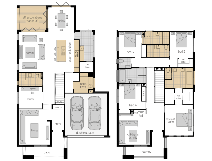 Saxonvale 36 One - Two Storey Four Bedroom House Plan