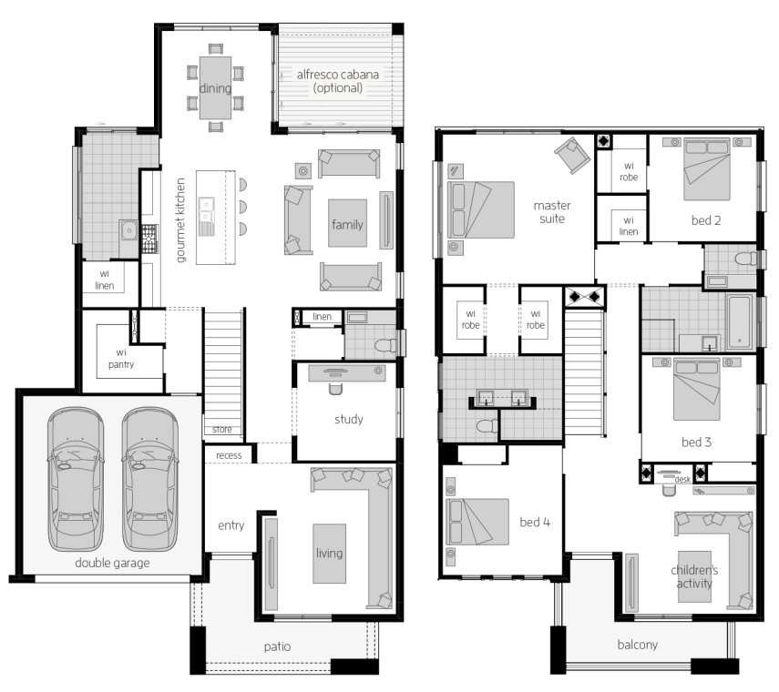 Saxonvale 36 Two- Two Storey Floor Plan Saxonvale 36 Two - Two Storey Four Bedroom House Plan