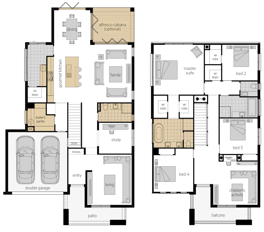 Saxonvale 36 Two- Two Storey Floor Plan Upgrade Saxonvale 36 Two - Two Storey Four Bedroom House Plan