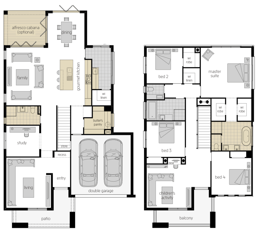 Saxonvale 36 Two- Two Storey Floor Plan Upgrade Saxonvale 36 Two - Two Storey Four Bedroom House Plan