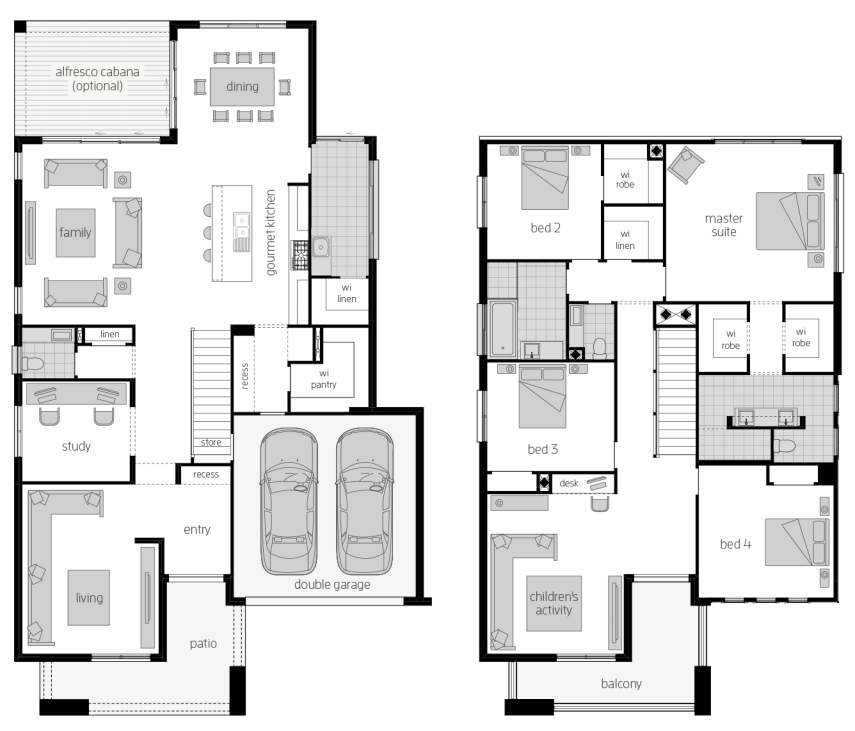 Saxonvale 40 Two- Two Storey Floor Plan Saxonvale 40 Two - Two Storey Four Bedroom House Plan