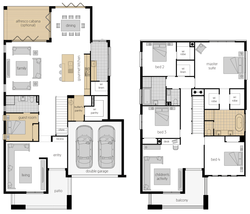Saxonvale 40 Two- Two Storey Floor Plan Upgrade Saxonvale 40 Two - Two Storey Four Bedroom House Plan
