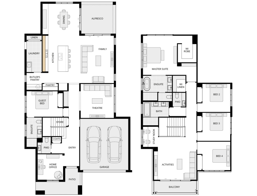 Allora 40 One - Option floorplan alternate kitchen A layout rhs two storey home design allora 40 one option floorplan alternate kitchen A layout rhs