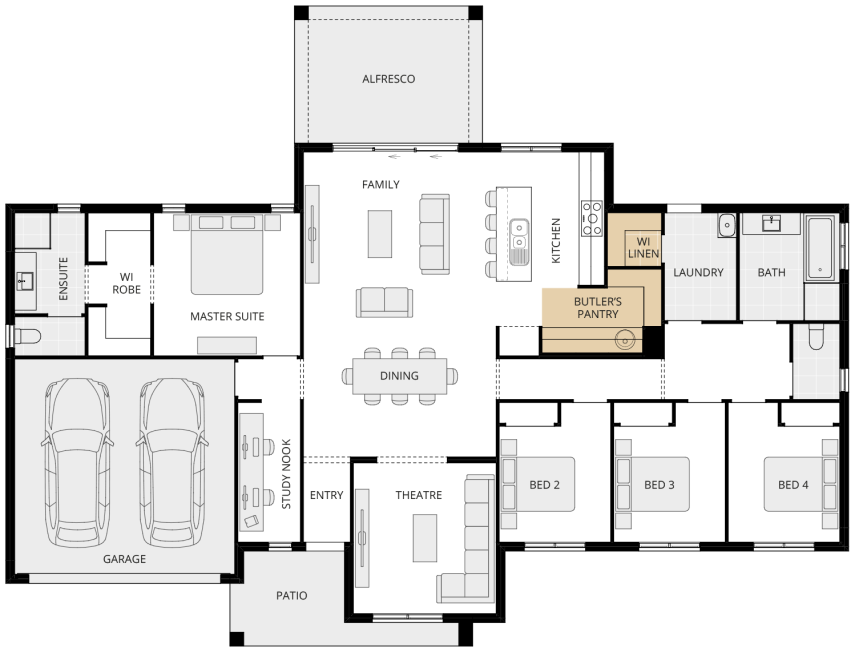 Almonte One - Everyday option floorplan butler's pantry lhs