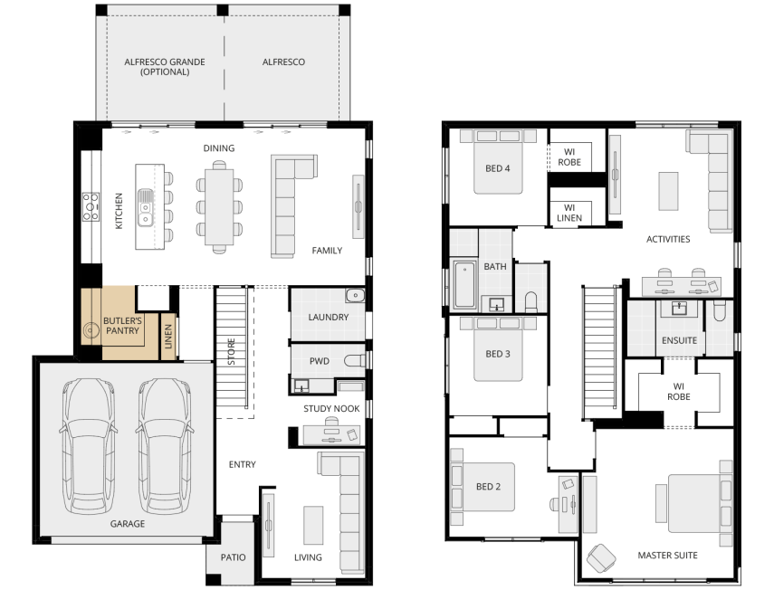 Enzo One - Essence option floorplan butlers pantry rhs two storey home design everyday enzo one option floorplan butlers pantry lhs
