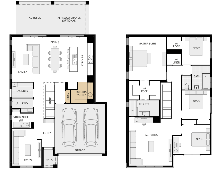 Enzo Two - Essence option floorplan butlers pantry rhs two storey home design everyday enzo two option floorplan butlers pantry rhs