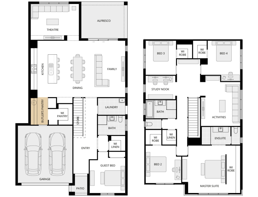 Enzo Four - Essence option floorplan butlers pantry rhs two storey home design everyday enzo four option floorplan butlers pantry lhs