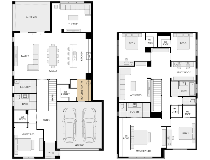 Enzo Four - Essence option floorplan butlers pantry rhs two storey home design everyday enzo four option floorplan butlers pantry rhs